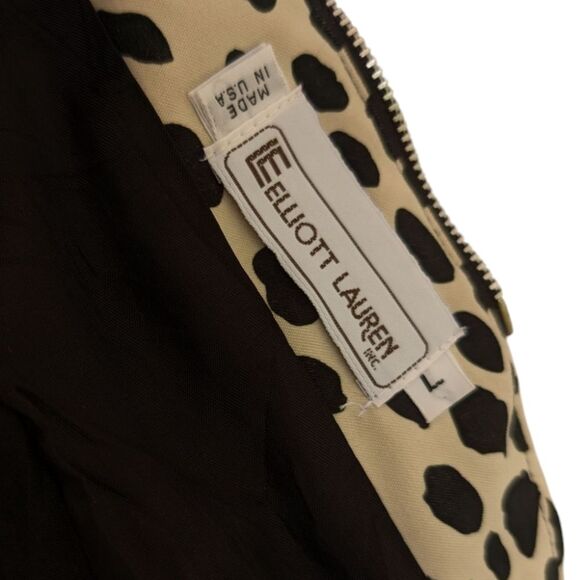 Vintage Elliott Lauren Black & White Animal Print Zip-Up Sleeveless Vest - L - Picture 4 of 9